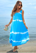 Rochie maxi na ramiączkach ombre Sea Waves albastru azuriu