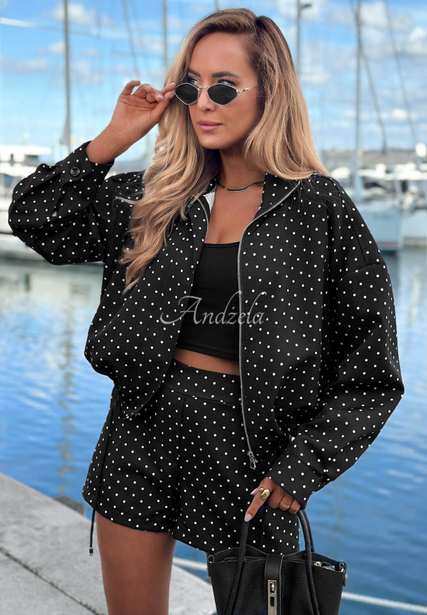 Set cu geacă bomber ușoară și pantaloni scurți cu buline Dot Glow