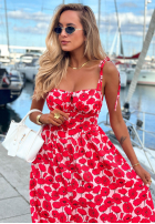 Rochie midi na ramiączkach w kwiaty Sour Citrus kaki