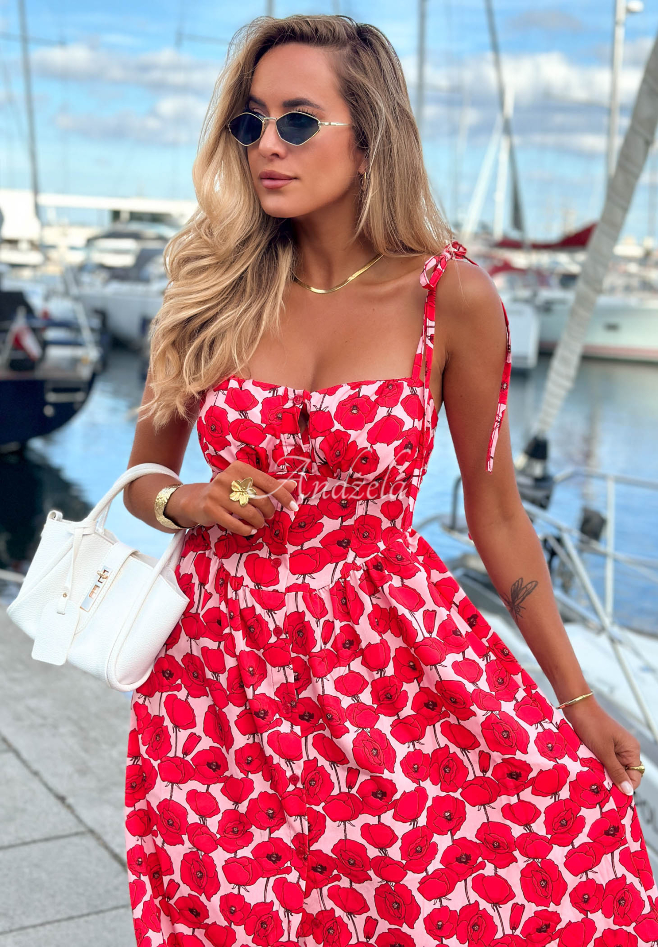 Rochie midi cu bretele cu imprimeu floral Sour Citrus