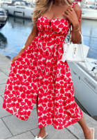 Rochie midi na ramiączkach w kwiaty Sour Citrus kaki