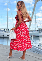 Rochie midi na ramiączkach w kwiaty Sour Citrus kaki