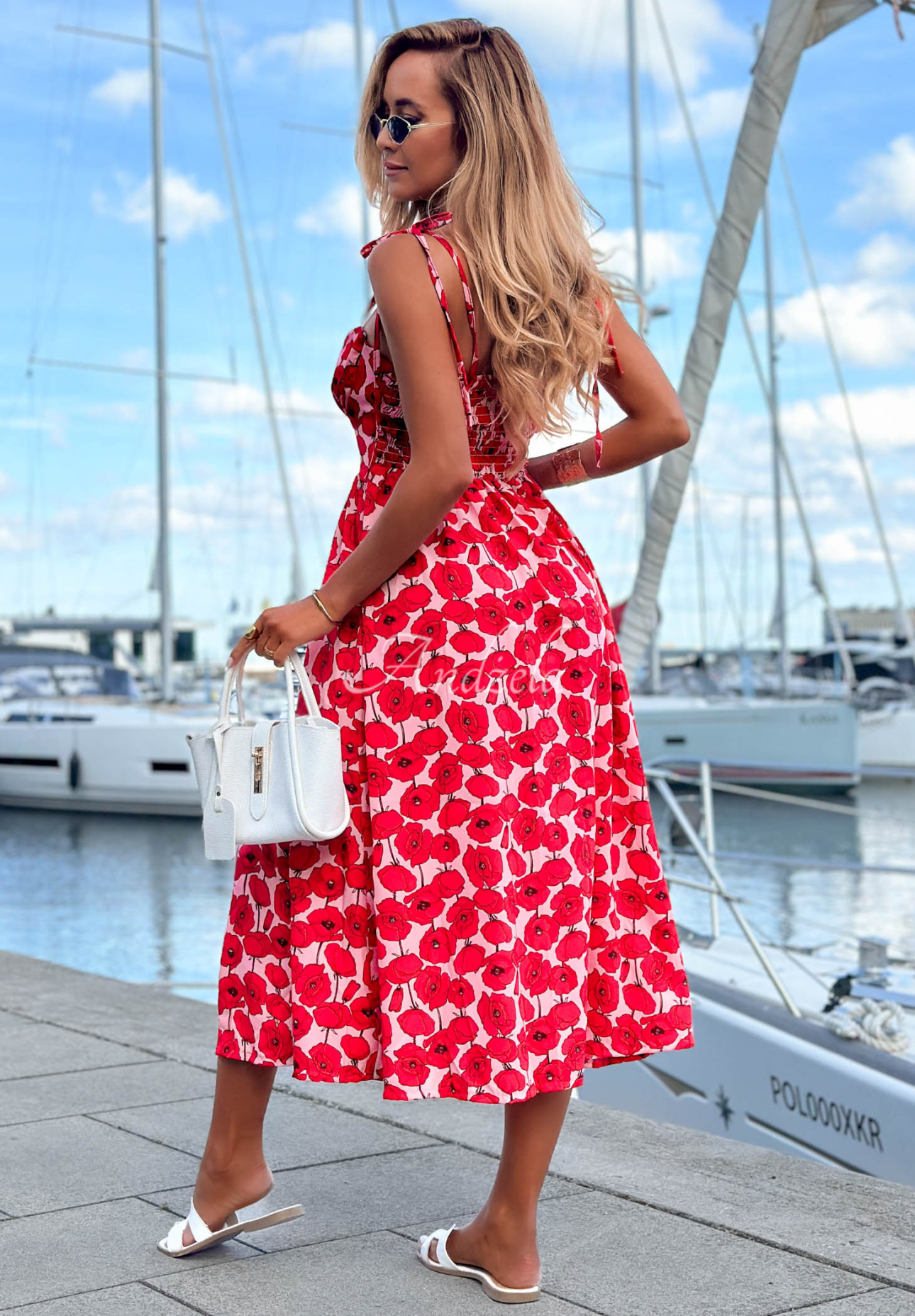 Rochie midi cu bretele cu imprimeu floral Sour Citrus