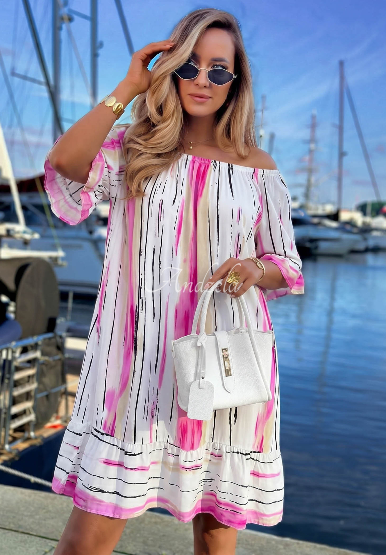 Rochie spaniolă din viscoză cu imprimeu Sun Sail