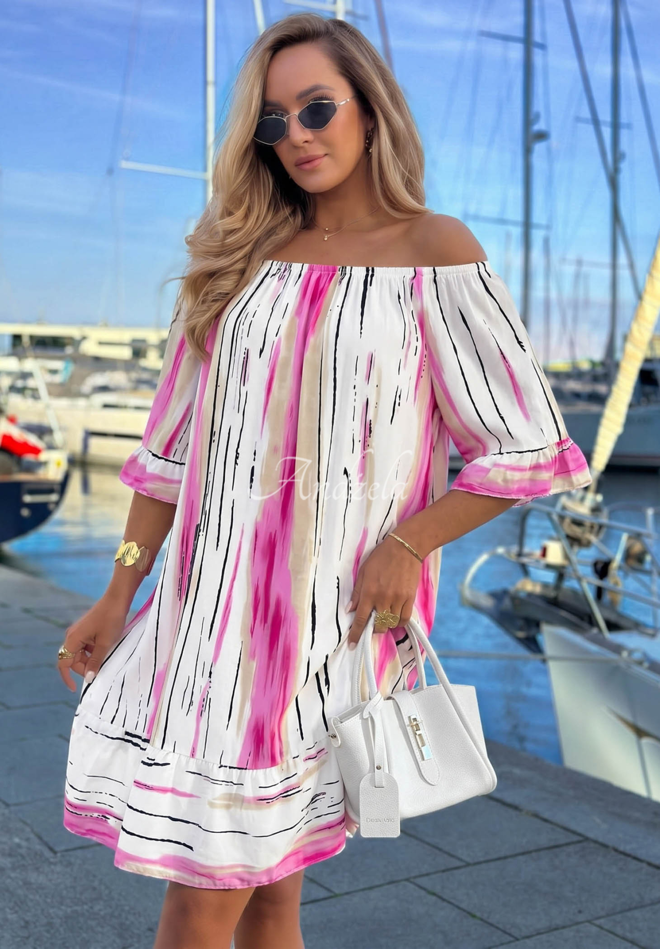 Rochie spaniolă din viscoză cu imprimeu Sun Sail