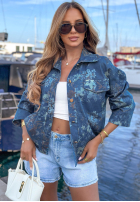 din denim Geacă w kwiaty Callari ciemnoniebieska