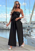 Długi Salopetă z wiązaniem i falbanką By The Sea negru