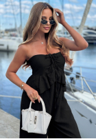 Długi Salopetă z wiązaniem i falbanką By The Sea negru