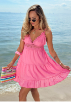 Rochie mini na ramiączkach z koronką Pearl Bay albastru cobalt