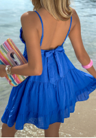 Rochie mini na ramiączkach z koronką Pearl Bay albastru cobalt