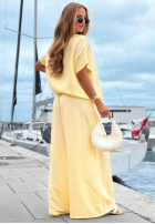 Compleu Bluză oversize i Pantaloni wide leg Amalfi Getaway bej