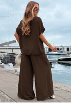 Compleu Bluză oversize i Pantaloni wide leg Amalfi Getaway bej