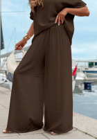 Compleu Bluză oversize i Pantaloni wide leg Amalfi Getaway bej