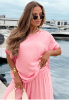 Compleu Bluză oversize i Pantaloni wide leg Amalfi Getaway bej