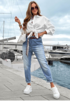 din denim Pantaloni z paskiem Awhile Longer albastre