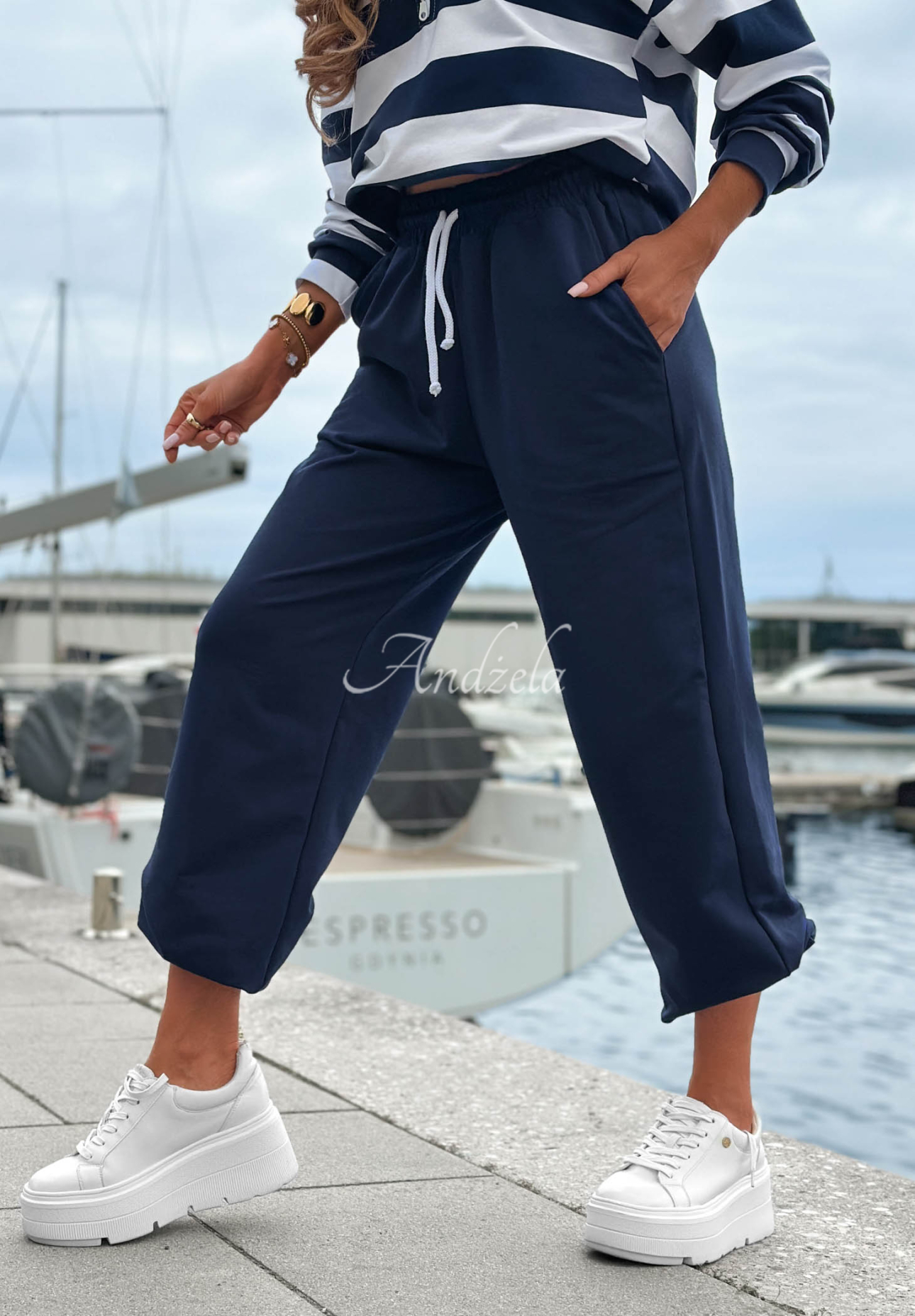 Pantaloni de trening din bumbac cu manșete elastice Sail Voyage