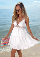 Rochie mini na ramiączkach z koronką Pearl Bay albastru cobalt
