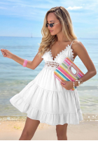 Rochie mini na ramiączkach z koronką Pearl Bay albastru cobalt