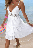Bawełniana Rochie mini na ramiączkach z koronką Wind Bay albă