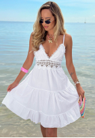 Bawełniana Rochie mini na ramiączkach z koronką Wind Bay albă
