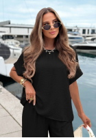 Compleu Bluză oversize i Pantaloni wide leg Amalfi Getaway bej