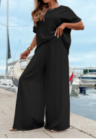 Compleu Bluză oversize i Pantaloni wide leg Amalfi Getaway bej