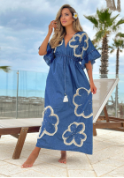 Rochie maxi z wyszywanymi kwiatami Lagoon Bloom bluemarin