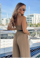 Długi Salopetă wide leg z paskiem Coast Luxury mokka