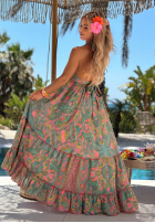 Wzorzysta Rochie maxi Summer Bliss różowo-verde