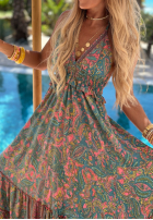 Wzorzysta Rochie maxi Summer Bliss różowo-verde