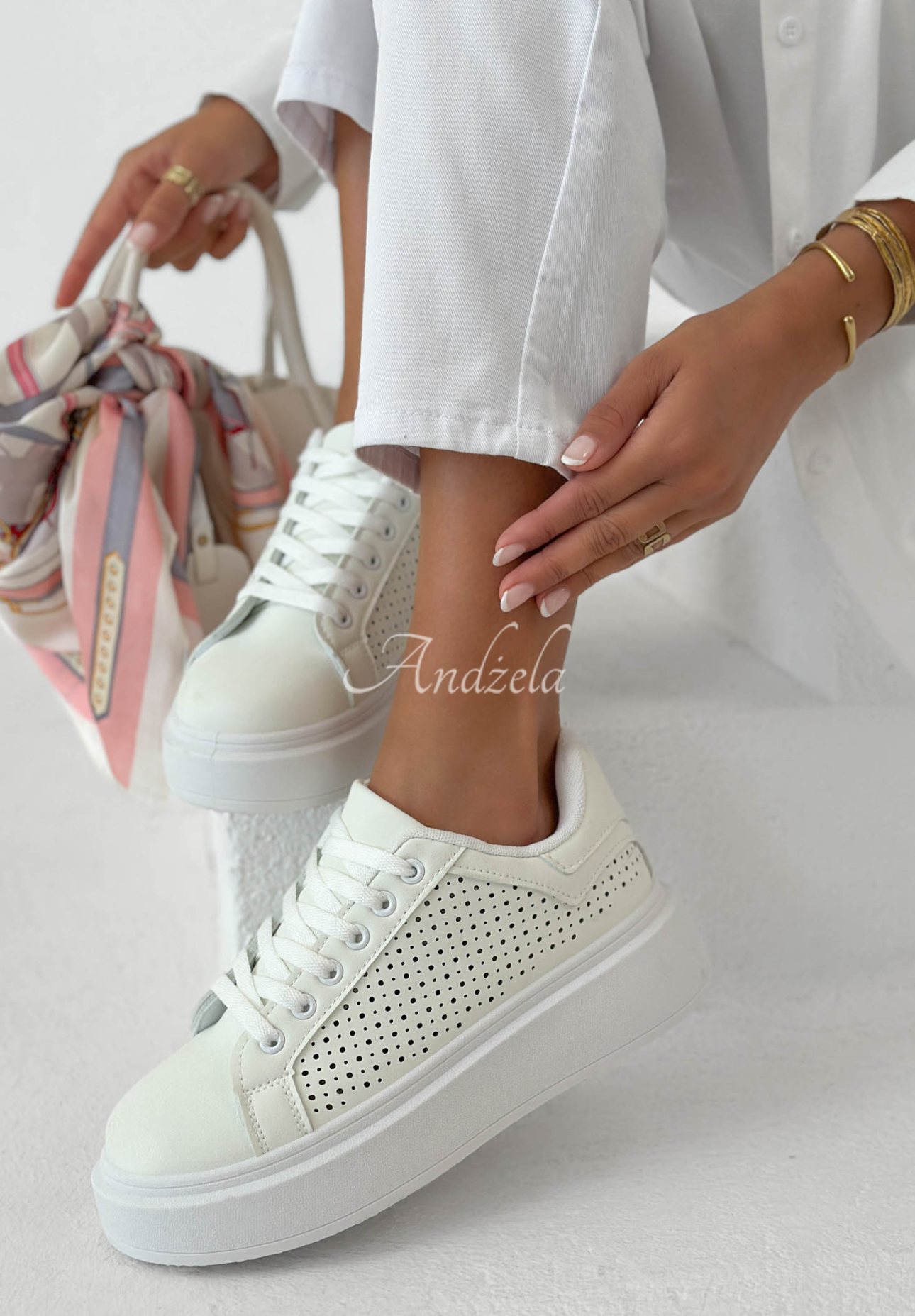Adidași din piele cu modele ajurate Sun Moves
