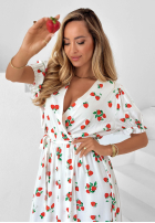 Rochie z paskiem w truskawki Strawberry Kiss negru