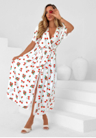 Rochie z paskiem w truskawki Strawberry Kiss negru