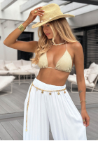 din material textil Pantaloni joggery Ocean Kiss białe