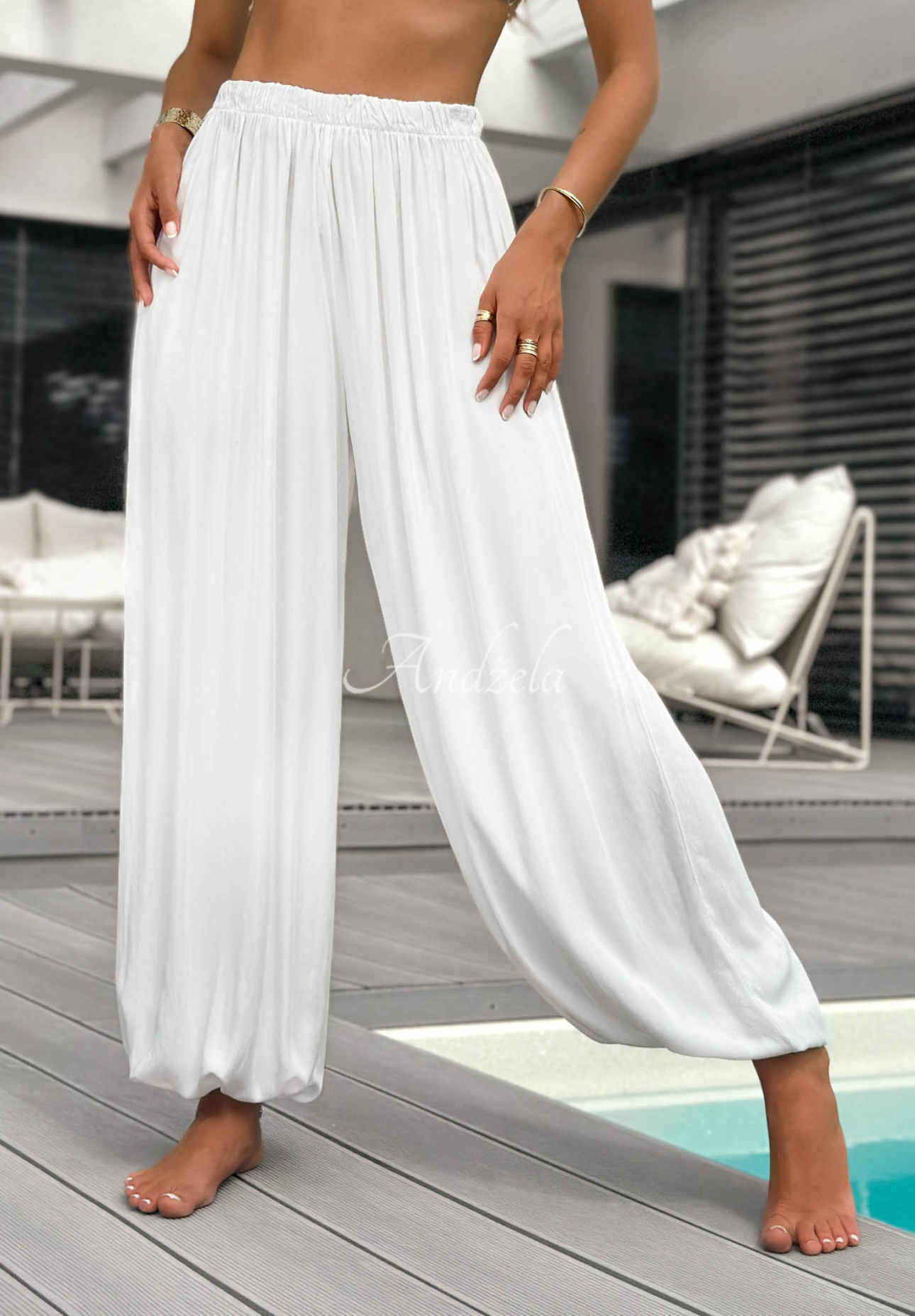 Pantaloni jogger din material din viscoză Ocean Kiss