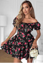 Rochie mini w róże Always Lovely negru