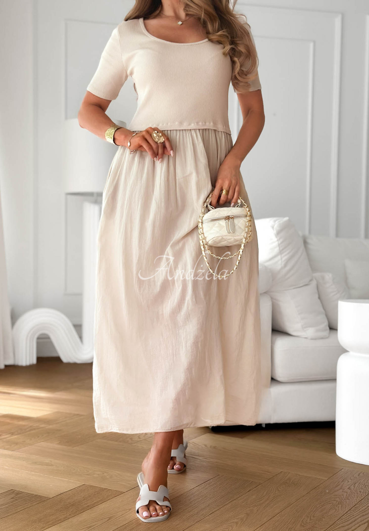 Rochie midi lejeră din bumbac Primavera Mia