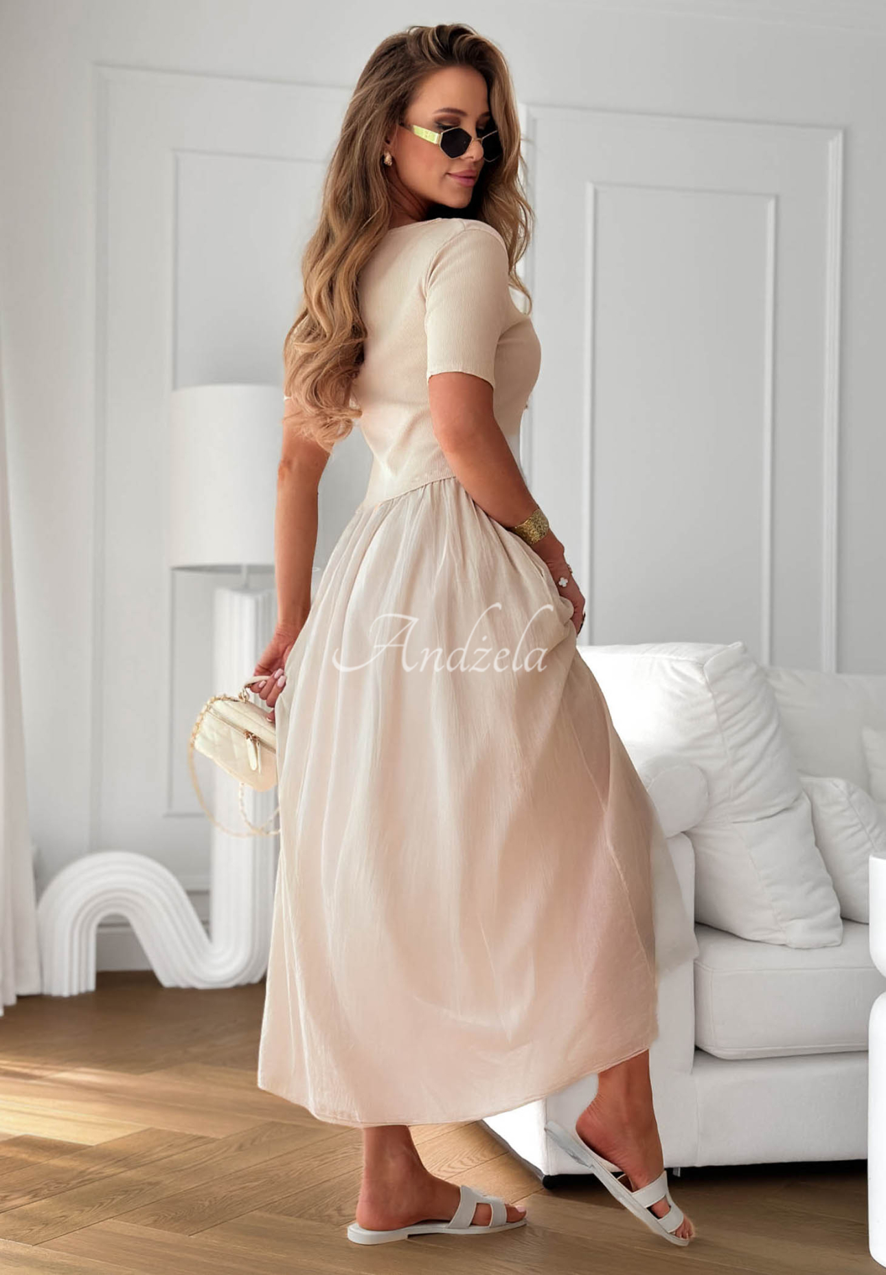 Rochie midi lejeră din bumbac Primavera Mia