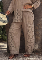 Ażurowy Compleu Cămașă i Pantaloni Coral Sunset Alb
