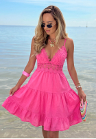 Bawełniana Rochie mini na ramiączkach z koronką Wind Bay roz