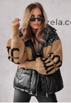 Pikowana Geacă Cold Hands negru-camel
