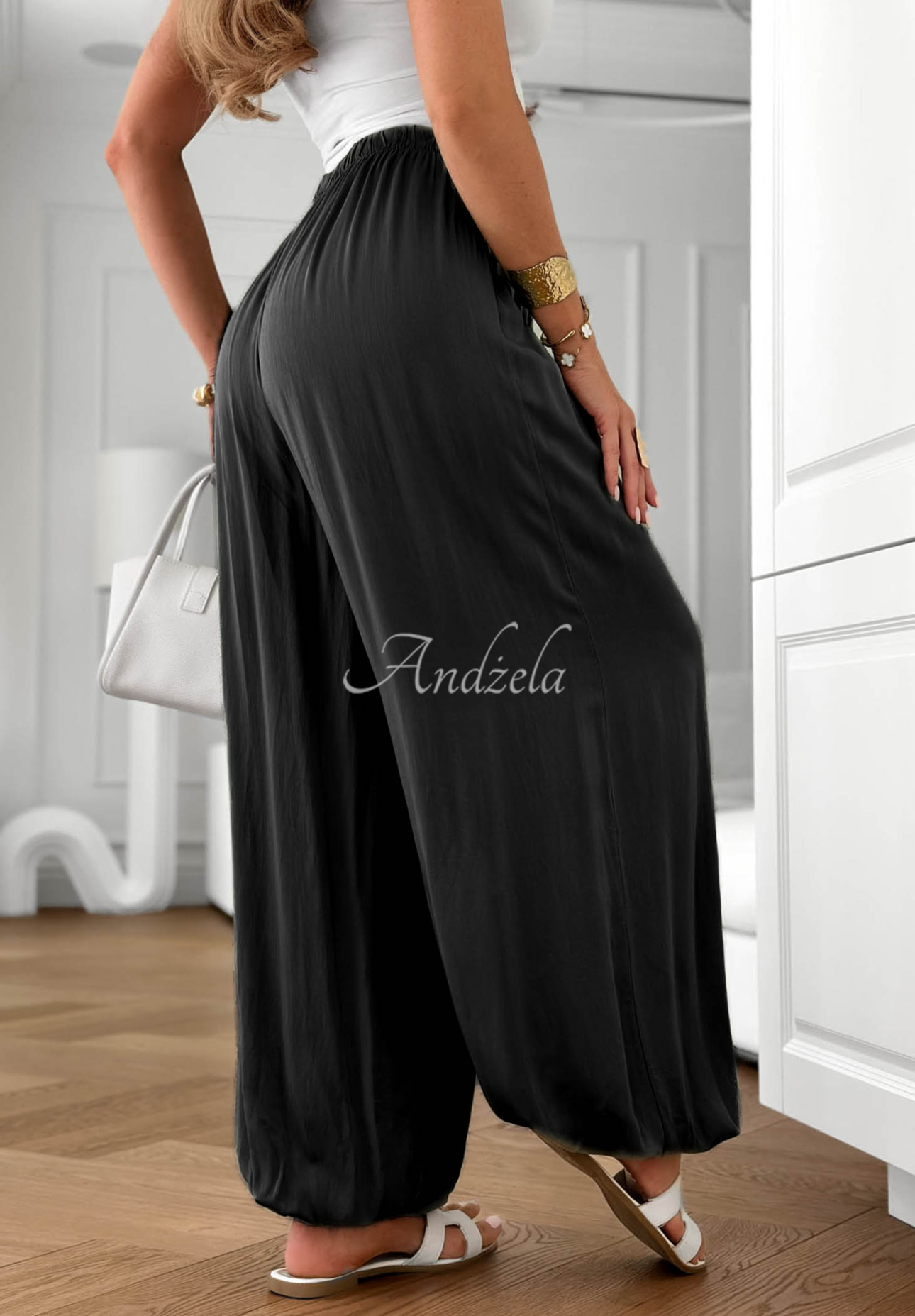 Pantaloni jogger din material din viscoză Ocean Kiss