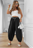 din material textil Pantaloni joggery z paskiem Stay Awhile negre