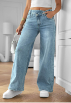 Pantaloni din denim wide leg Mayla albastre