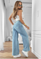 Pantaloni din denim wide leg Mayla albastre