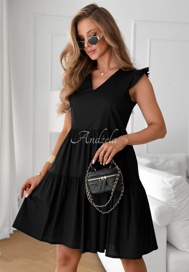 Rochie mini din bumbac cu volănașe Lunar Sail