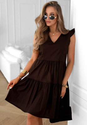Rochie mini din bumbac cu volănașe Lunar Sail