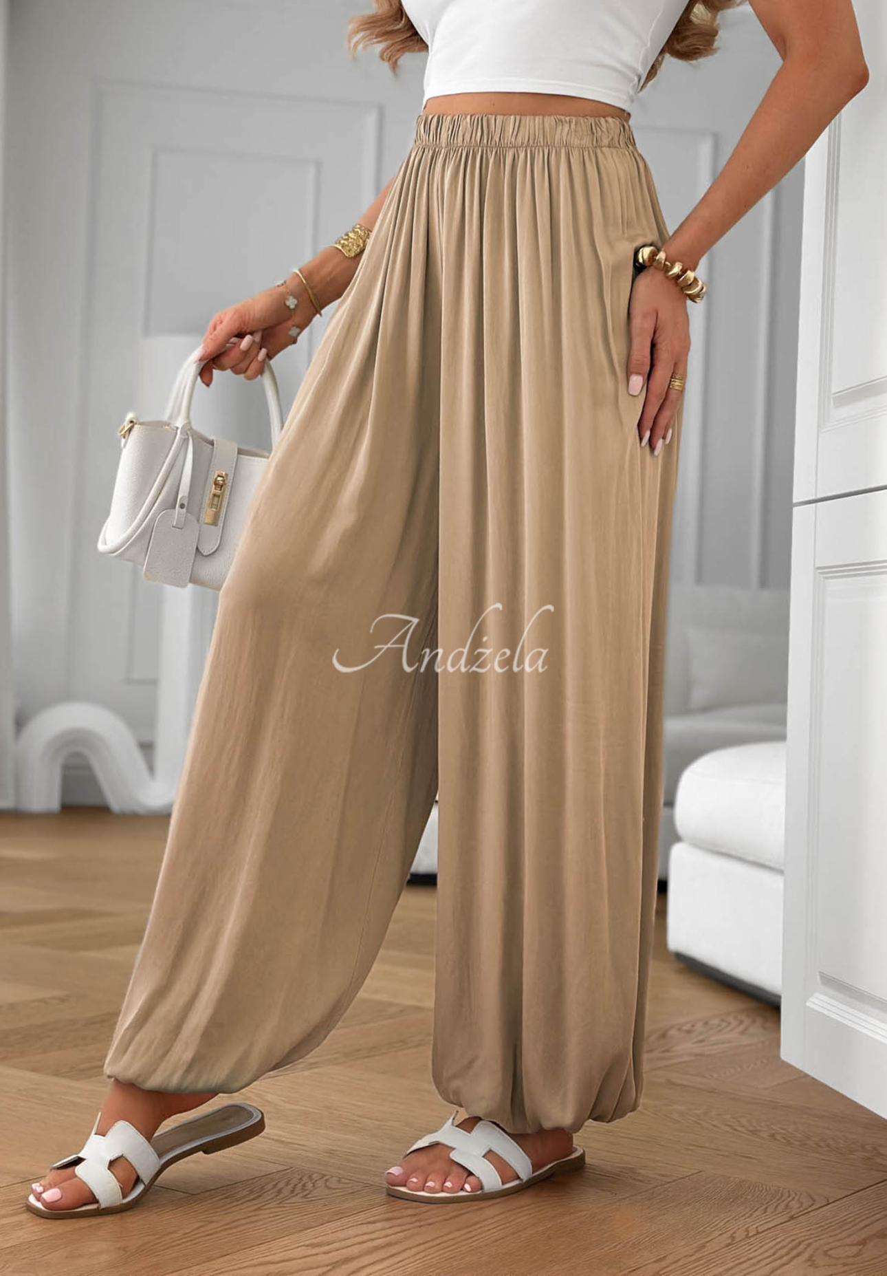 Pantaloni jogger din material din viscoză Ocean Kiss
