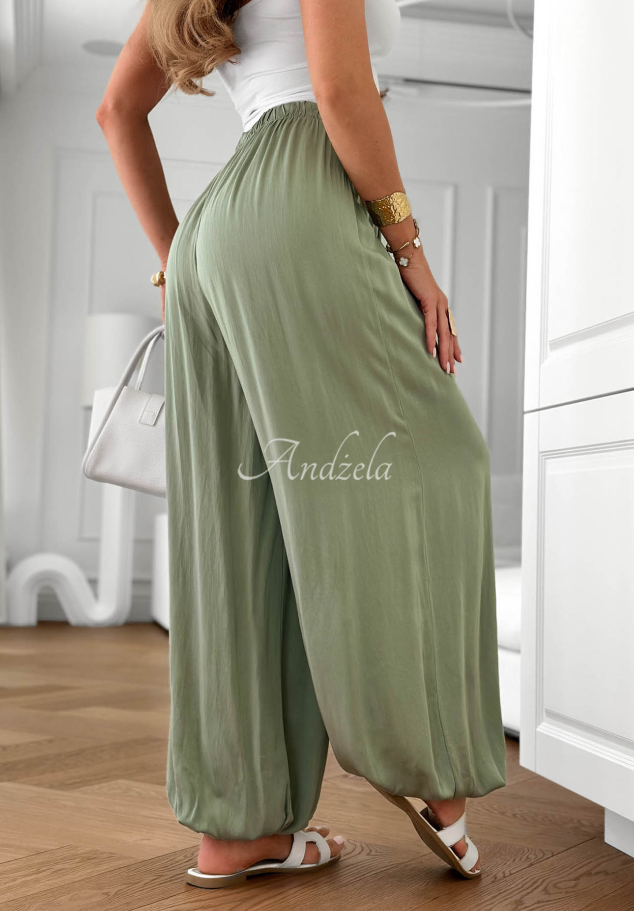 Pantaloni jogger din material din viscoză Ocean Kiss