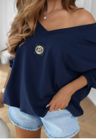 Bluză oversize z dekoltem w serek Easy Living bluemarin